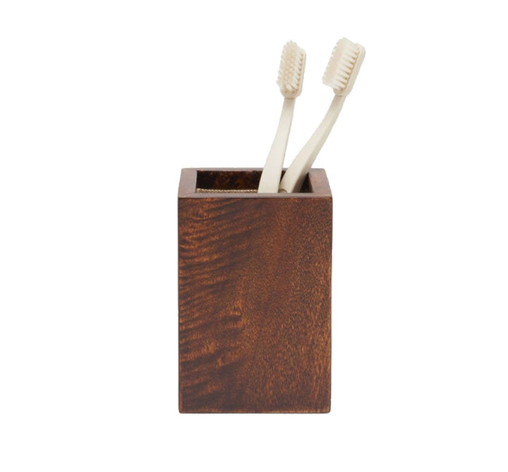 Bern Brush Holder In Dark Honey Mappa Burl