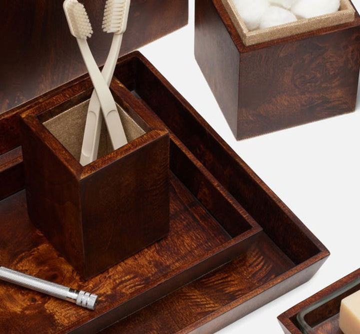 Bern Brush Holder In Dark Honey Mappa Burl