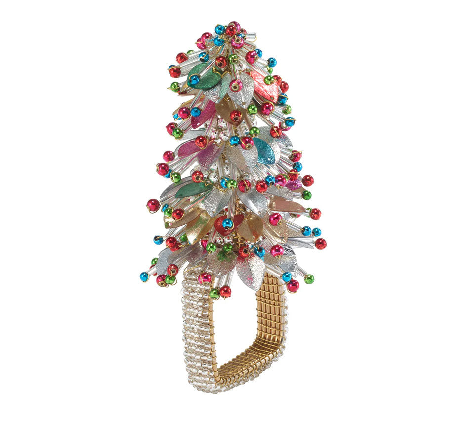 Christmas Tree Pink & Turquoise Napkin Ring