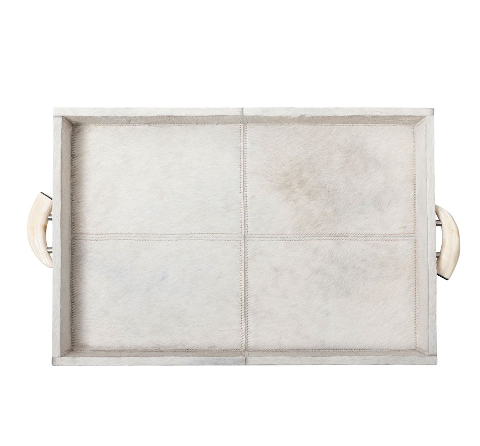Cream Cow Hide Tray / Warthog Tusk Handles