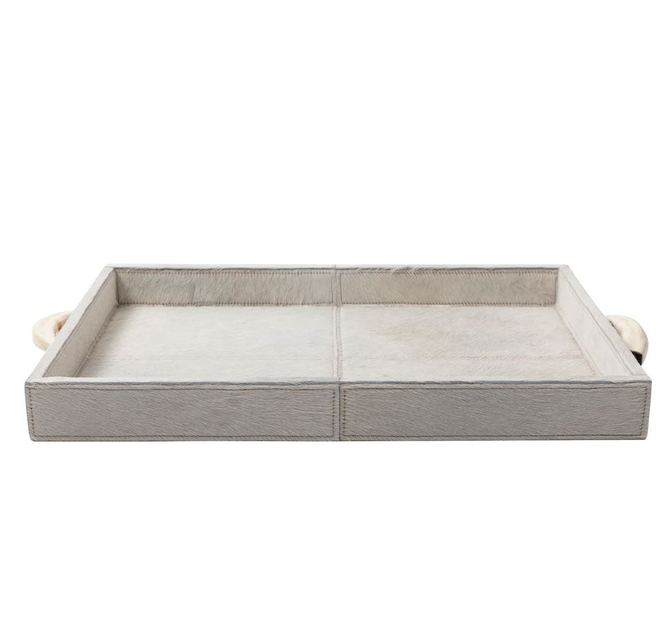Cream Cow Hide Tray / Warthog Tusk Handles