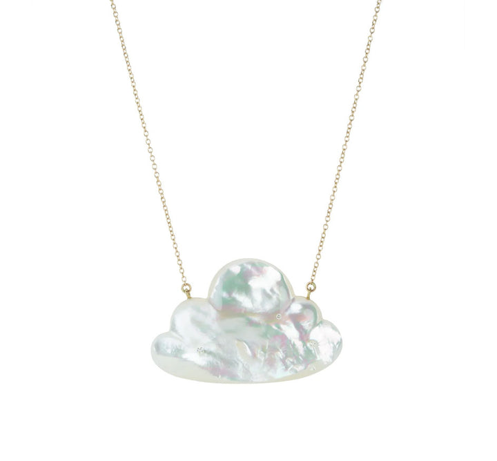 Mother of Pearl and 14K Cloud Pendent with Diamond inlay 18" L Necklace