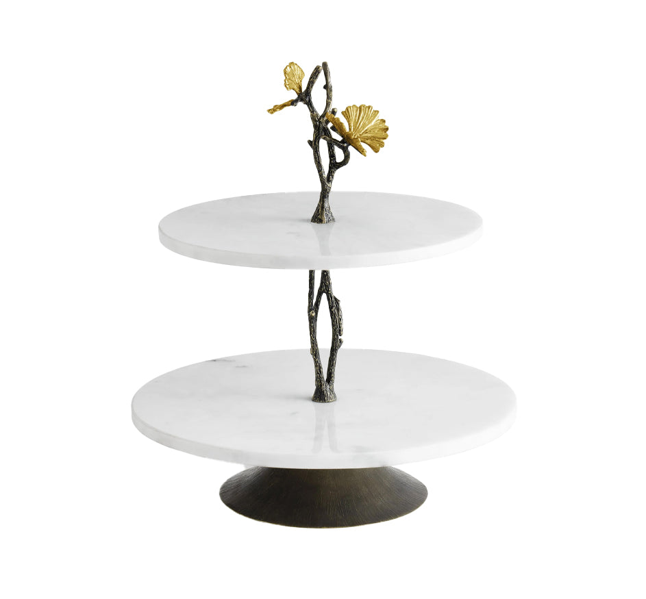 Butterfly Ginkgo Marble Etagere
