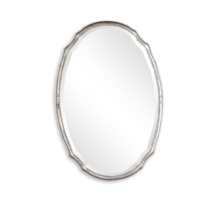 Oval Mirror With Silver Frame