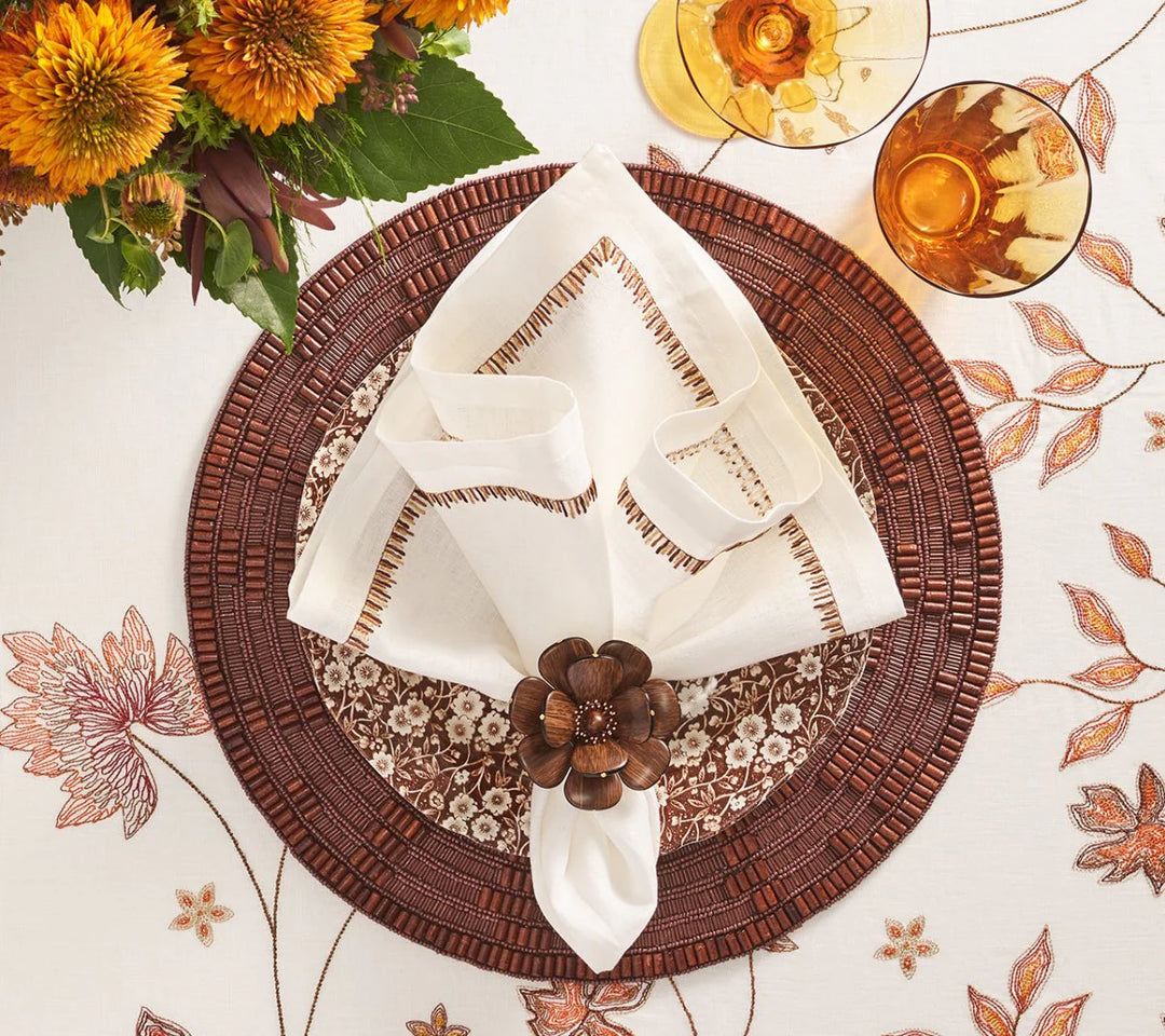 Begonia Brown & Gold Napkin RIng