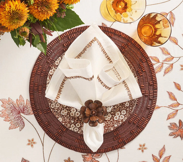 Begonia Brown & Gold Napkin RIng