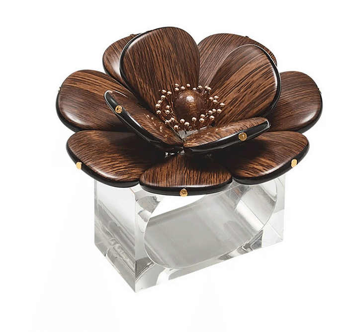 Begonia Brown & Gold Napkin RIng