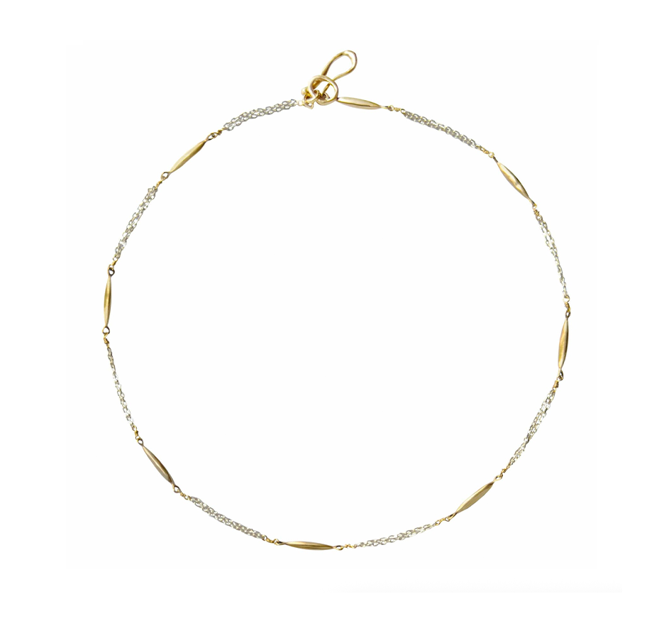 Grain Chain Necklace In Bronze & Silver