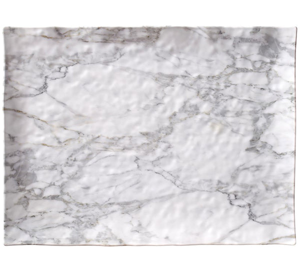 White Marble Acrylic Large Rectangular Serving Tray