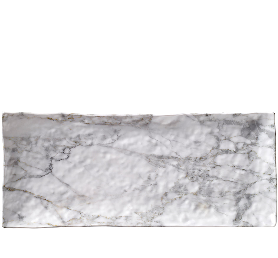White Marble Acrylic Small Rectangular Serving Tray - Set of 2