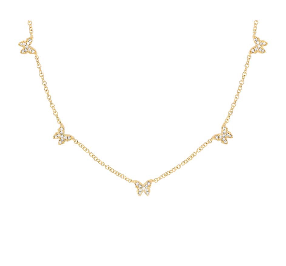 5 Diamond Butterfly Motif Necklace