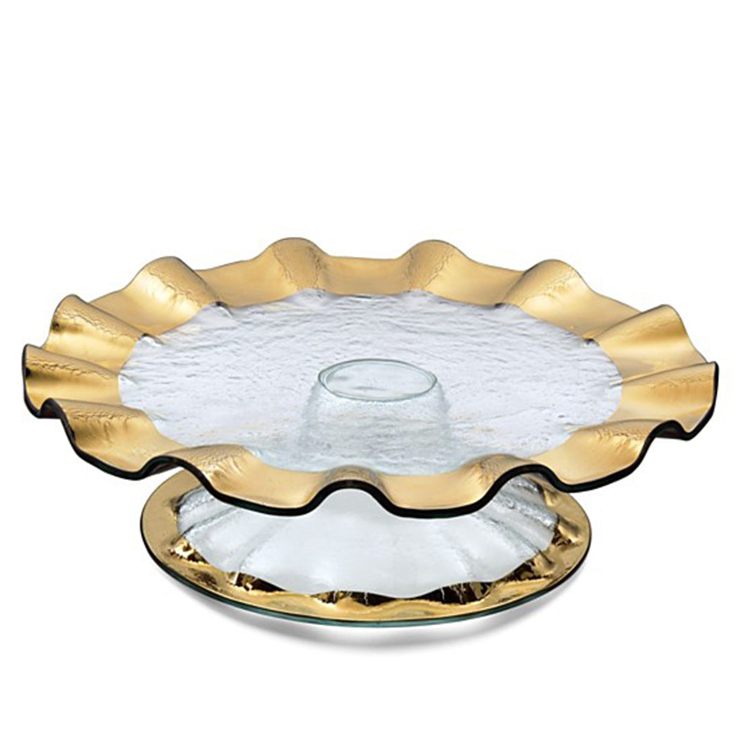 Ruffle Cake Stand in Gold