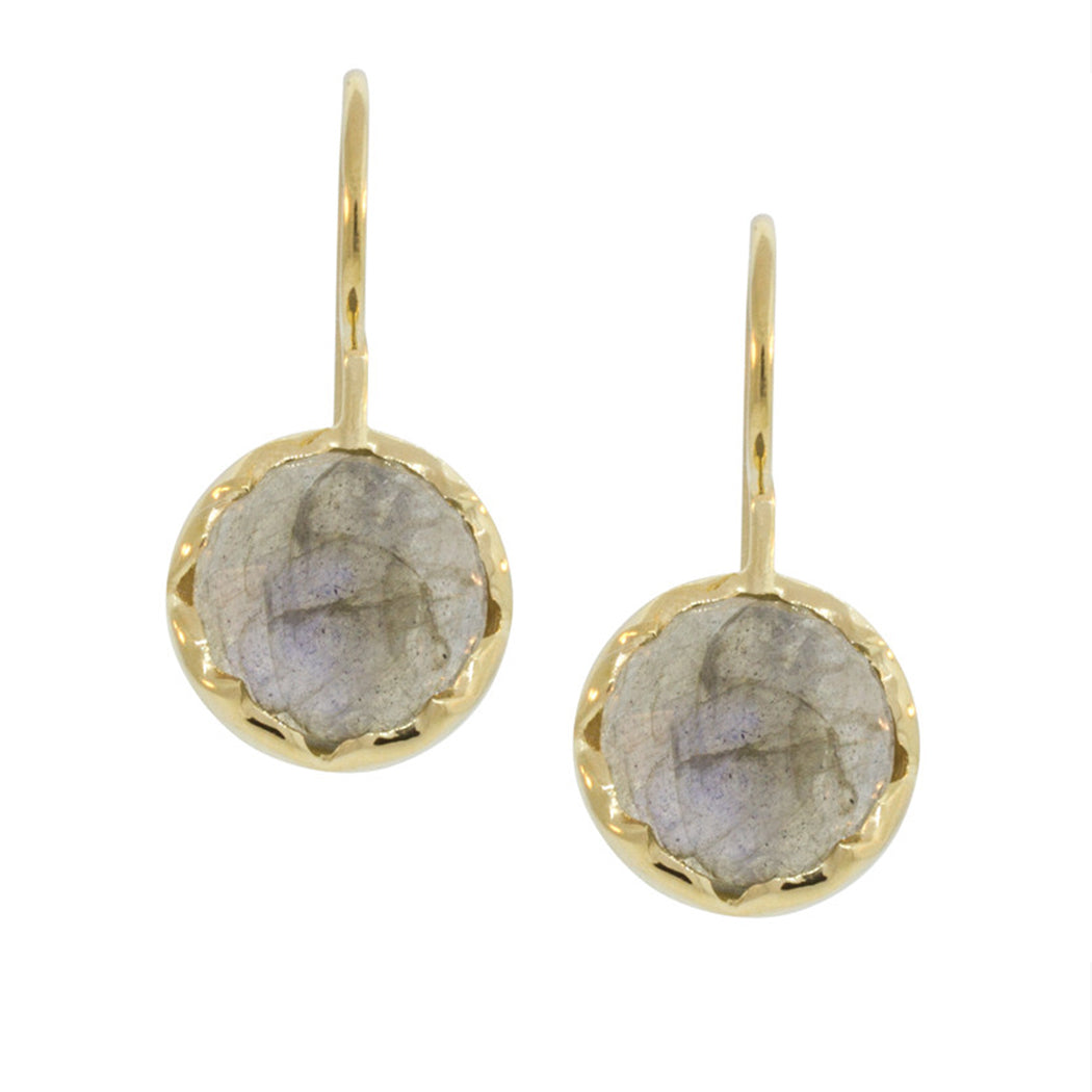 Labradorite & Gold Round Drop Earrings