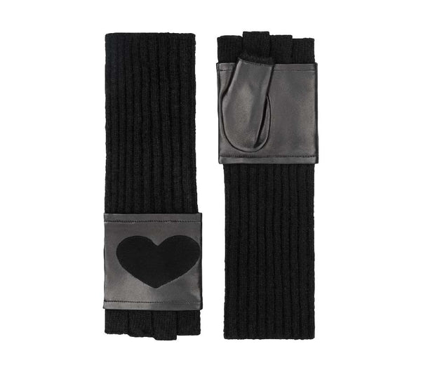 Black Fingerless Heart Gloves