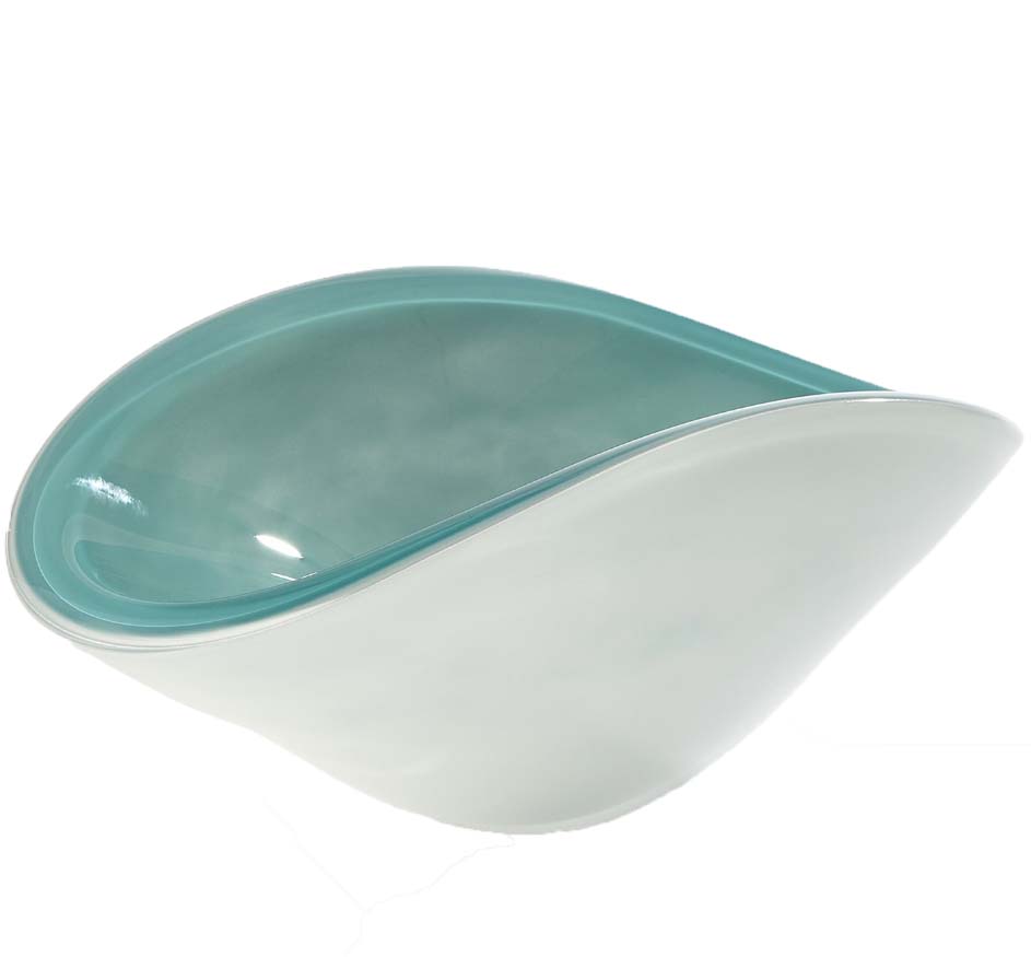 Pinched Cased Glass Bowl in Azure