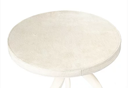 Cream Hide Side Table with Kudu Legs