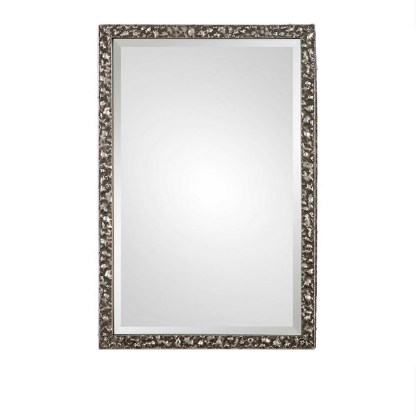 Heavily Textured Silver Framed Mirror 27x39