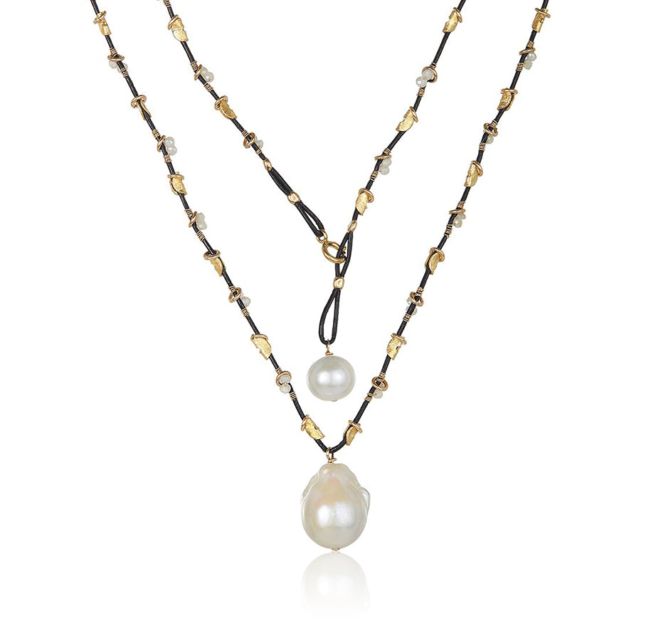 Leather & Pearl Necklace