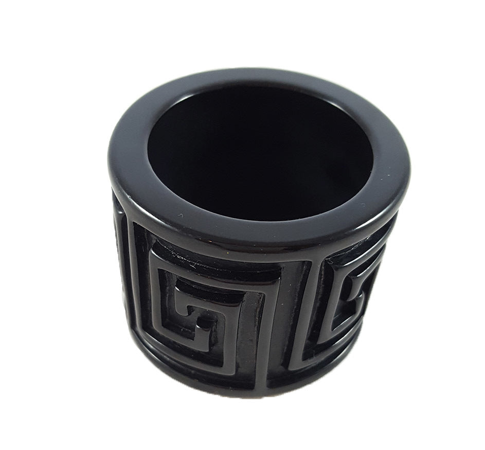 Greek Key Napkin Ring in Black