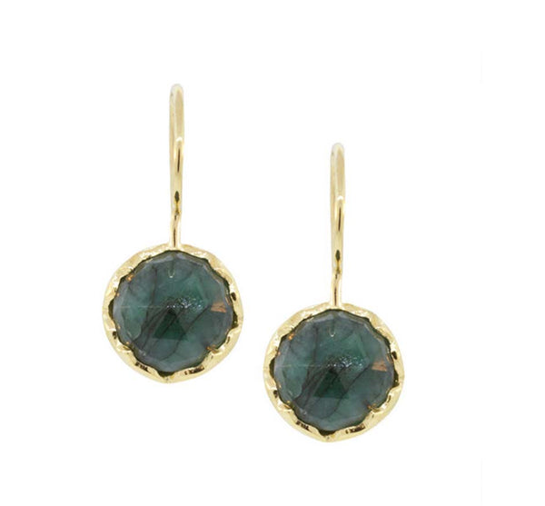 Emerald & Gold Vermeil Round Drop Earrings