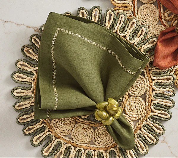 Bonton Napkin Ring in Green & Gold