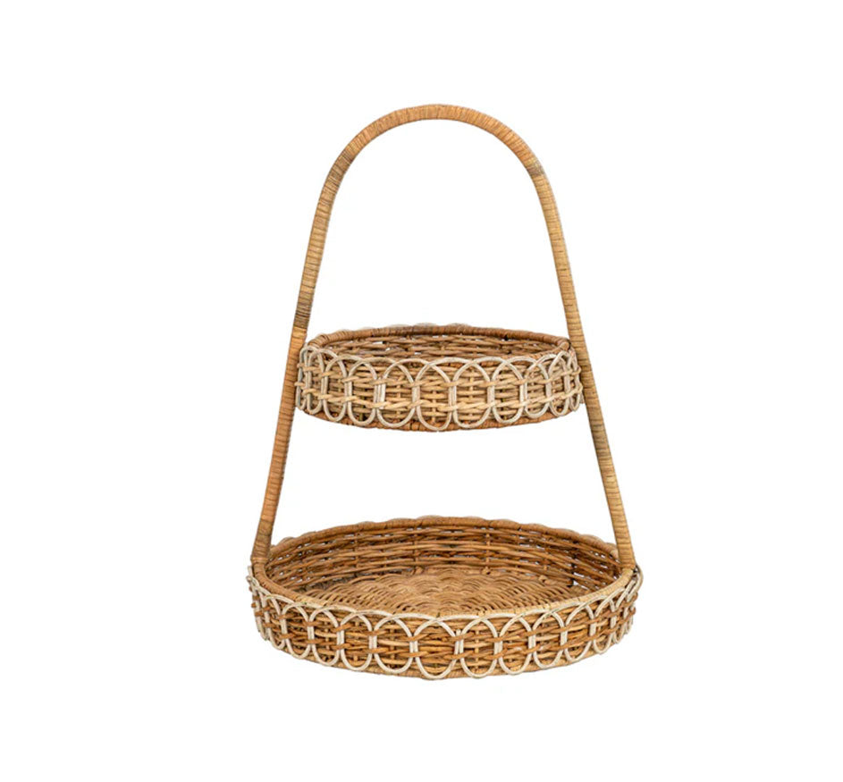 Provence Rattan Two Tiered Server - Whitewash