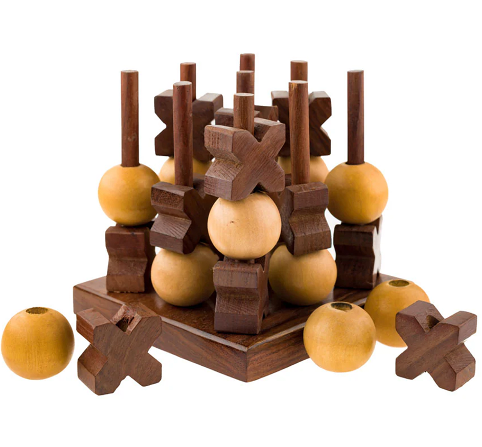 3D Tic Tac Toe Game Set Hand Crafted