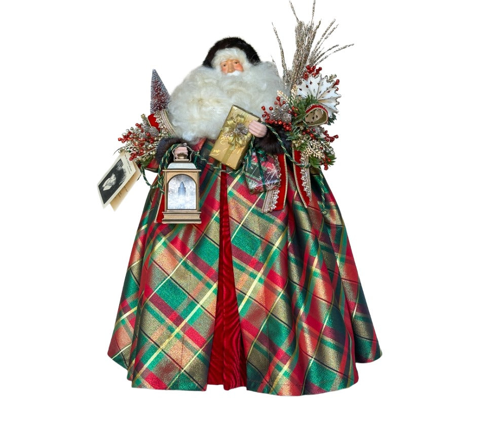 Glitzy Santa with Red Plaid