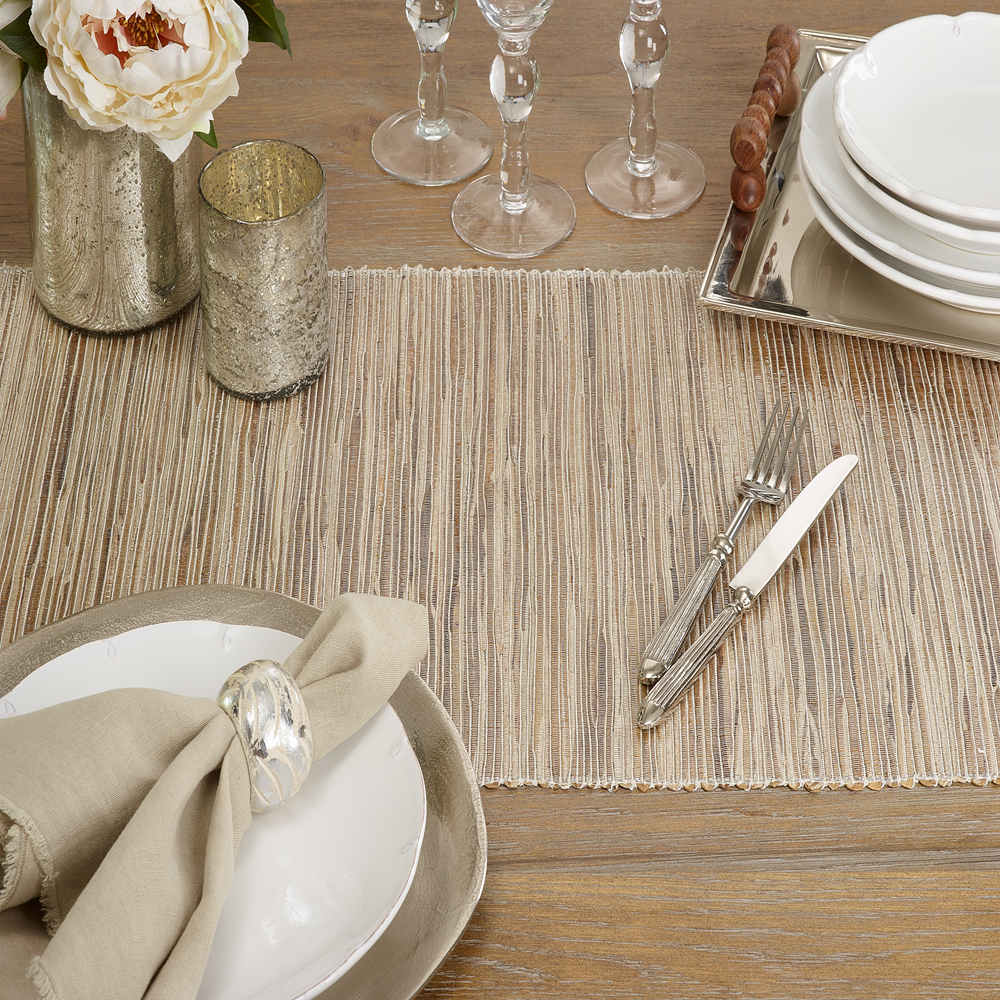 Shimmering Woven Runner In Natural