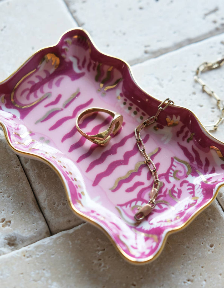 Tibetan Tiger Porcelain Trinket/Dice Dish