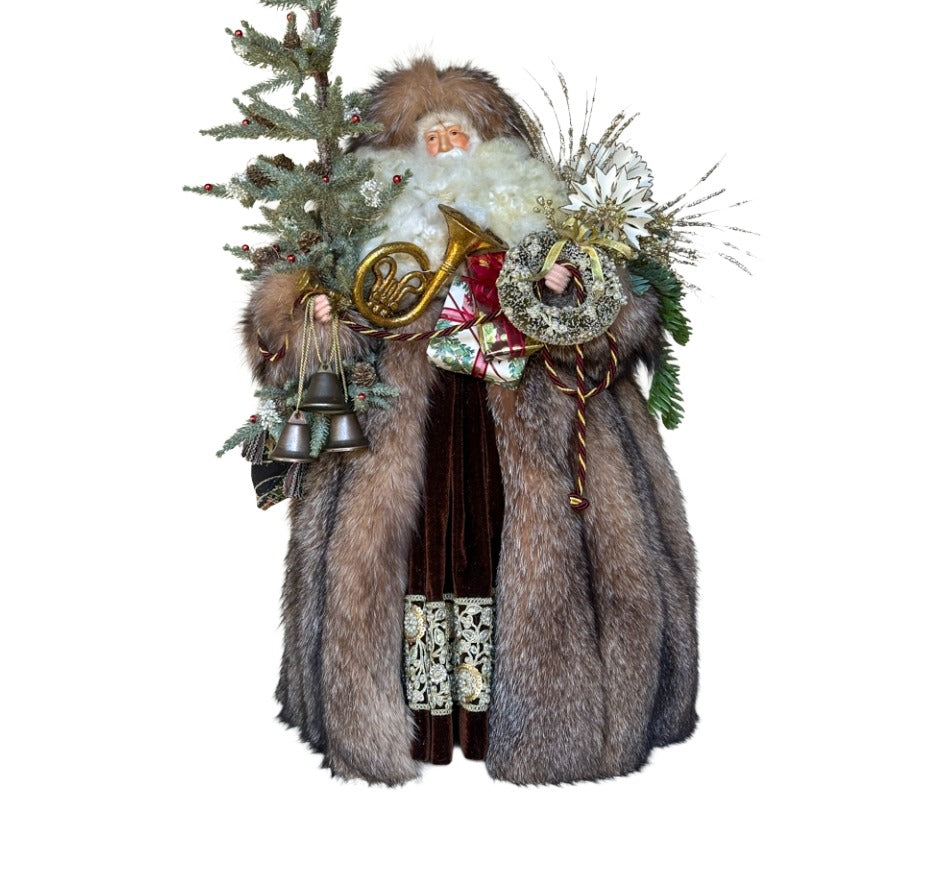 Fox Fur Santa in Beige