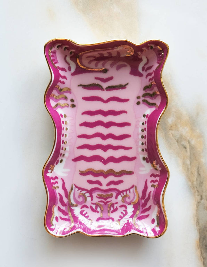 Tibetan Tiger Porcelain Trinket/Dice Dish