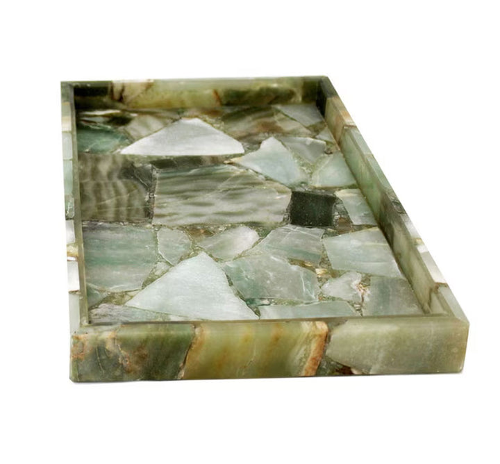 Agate Rectangle Trays in Green (Available in 2 Sizes)