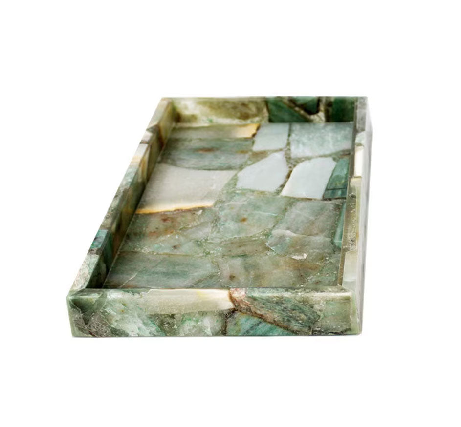Agate Rectangle Trays in Green (Available in 2 Sizes)