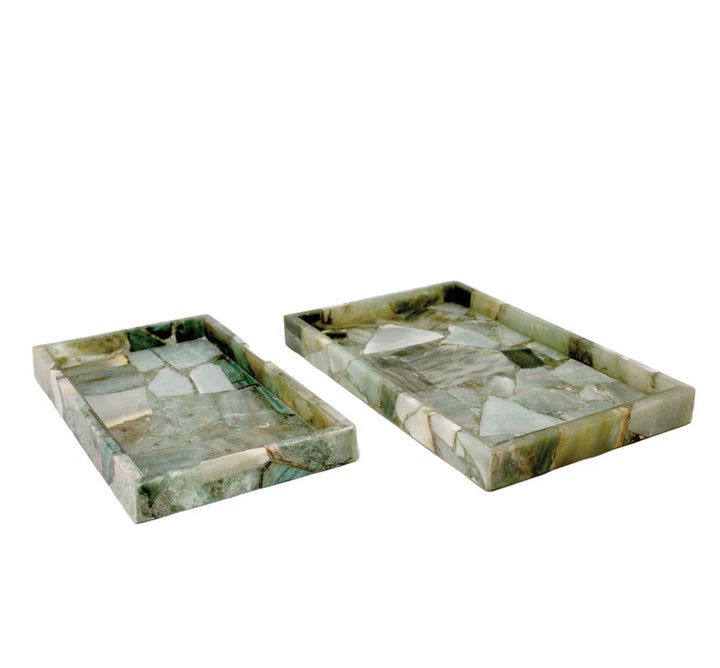 Agate Rectangle Trays in Green (Available in 2 Sizes)