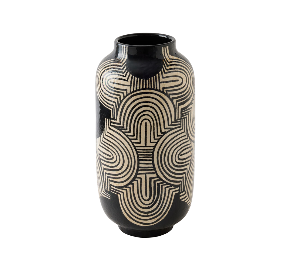 Arches Vase Black/White 13"