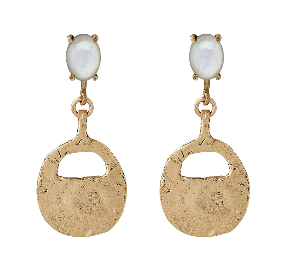 Artifact Rainbow Moonstone Bronze Earring