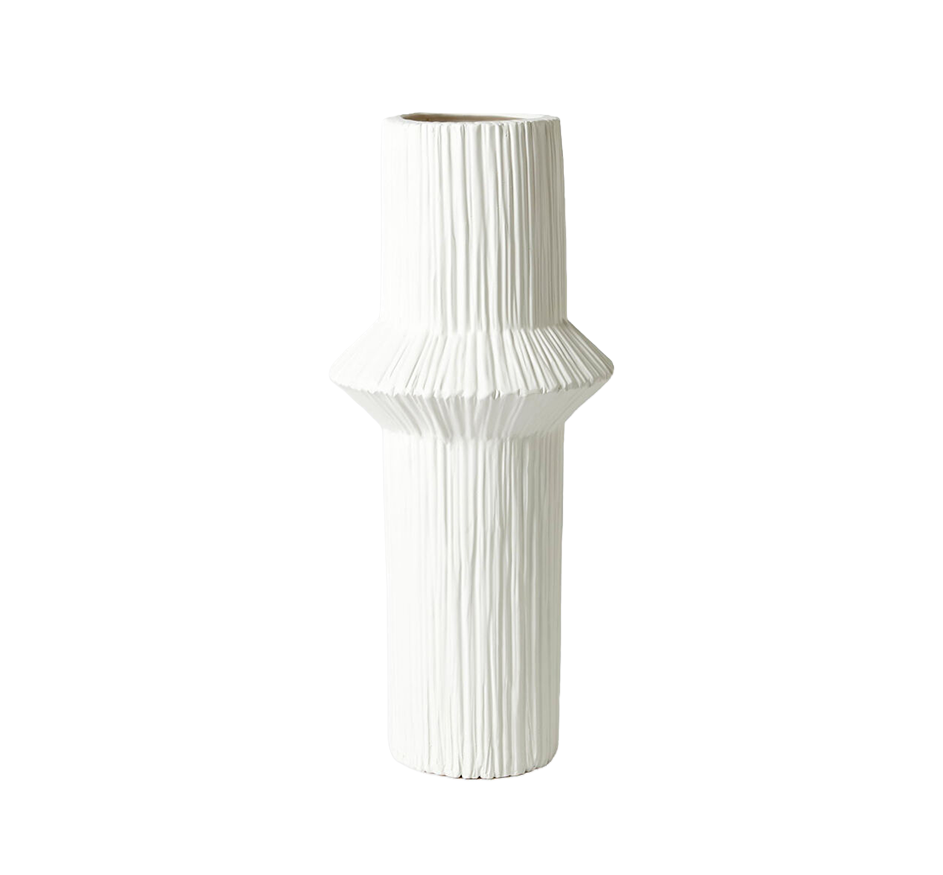 Ascending Ring Low Vase 20" in Matte White