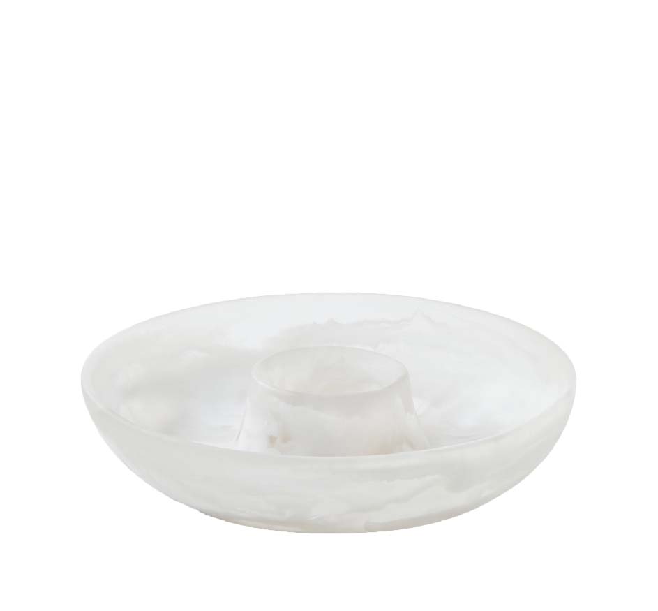 Hugo White Swirled Resin Chip And Dip Bowl