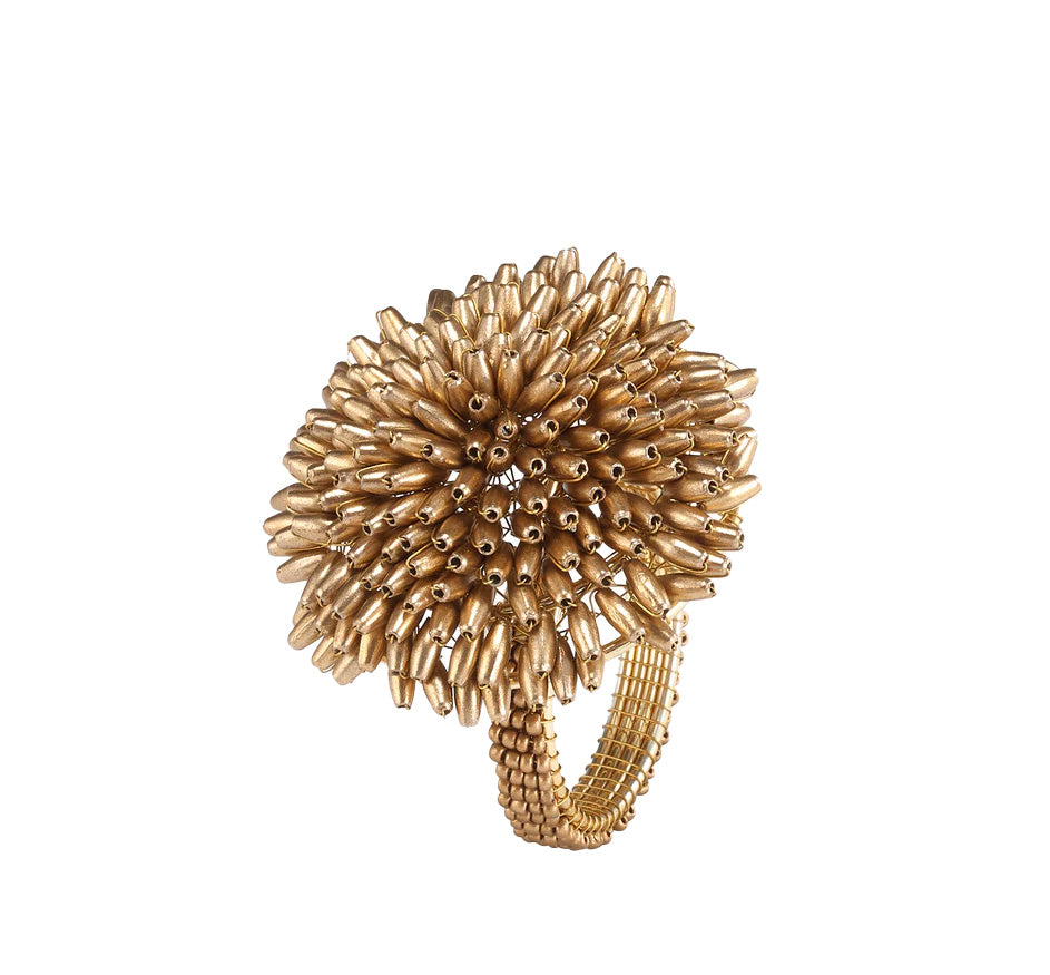 Pompom Napkin Ring in Gold (Set of 2)