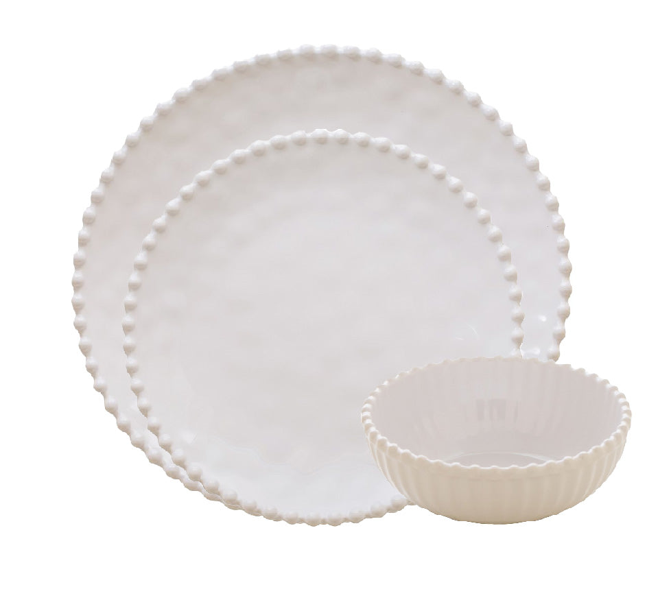 Beaded Pearl Melamine Dinnerware Collection