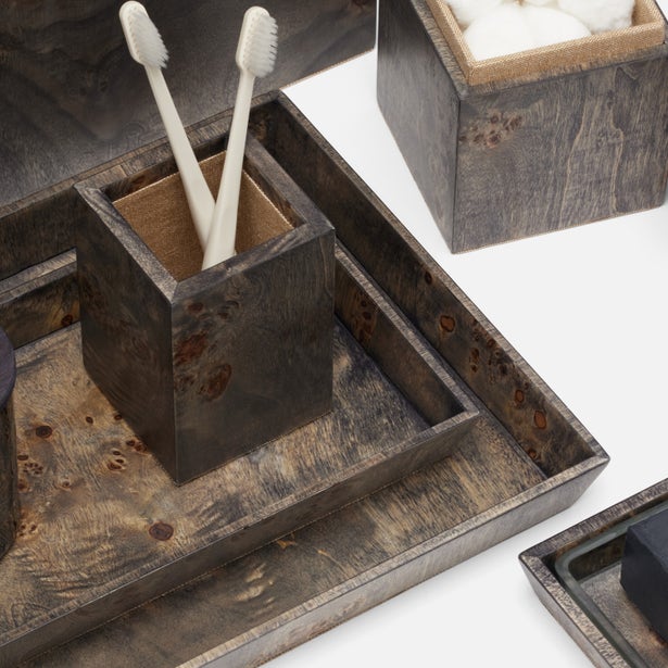 Bern Brush Holder In Ash Gray Mappa Burl