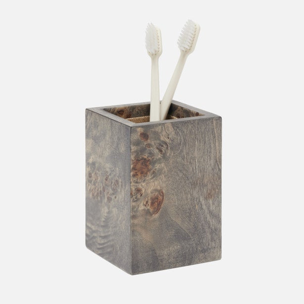 Bern Brush Holder In Ash Gray Mappa Burl