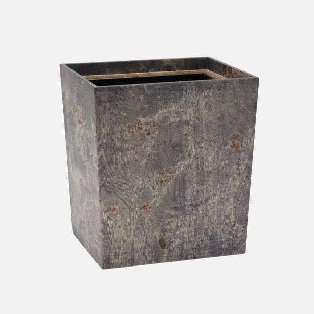 Bern Square Wastebasket In Ash Gray Mappa Burl