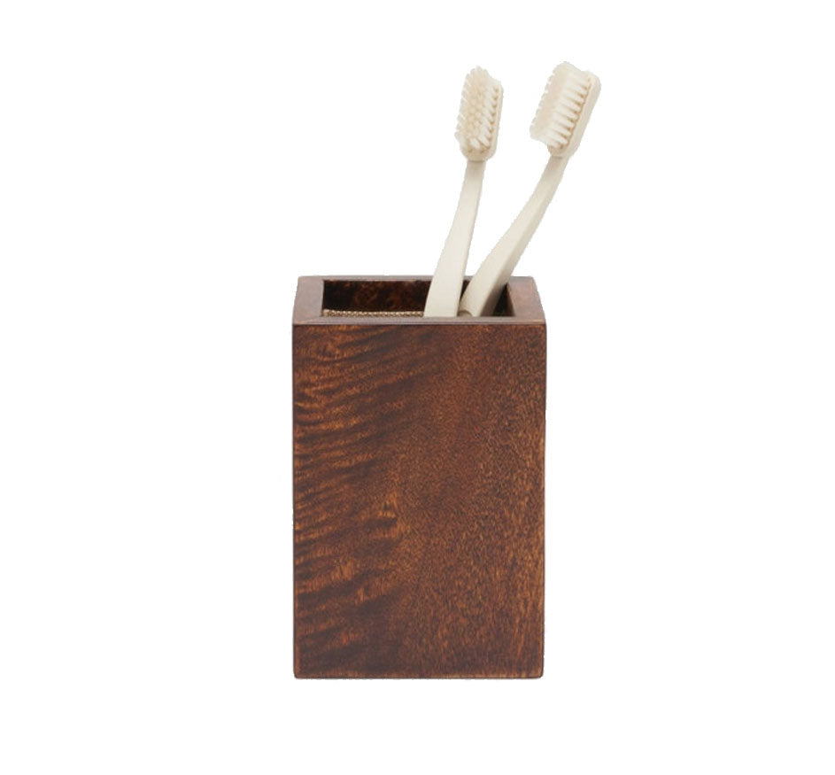 Bern Brush Holder In Dark Honey Mappa Burl
