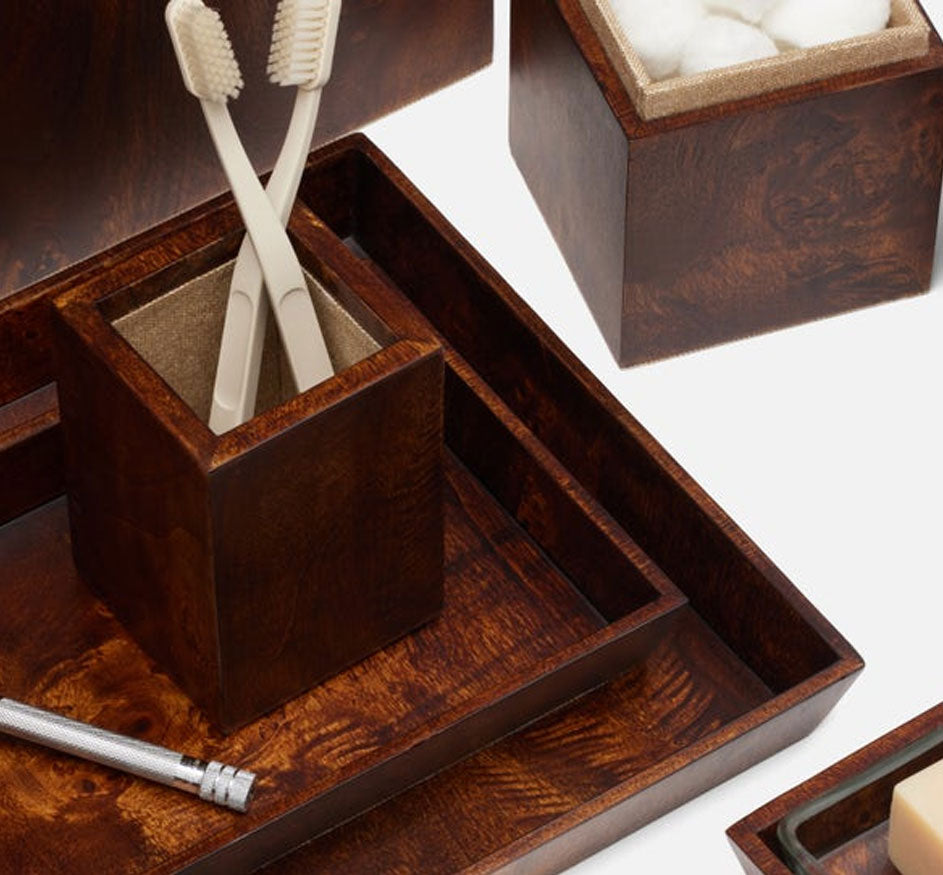 Bern Brush Holder In Dark Honey Mappa Burl