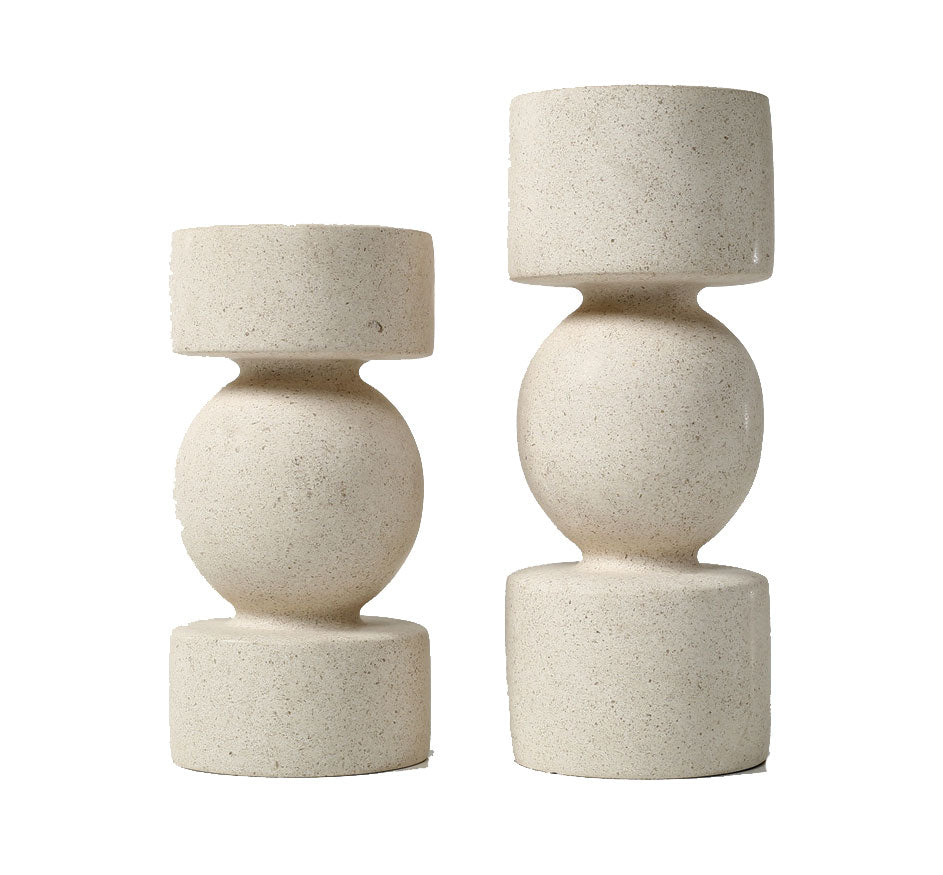 Bosa Travertine Candle Holders Sm.&Lg.
