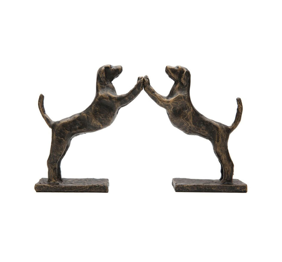Bronze Leaning Hound Bookends