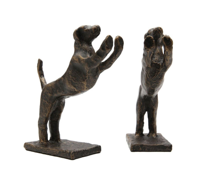 Bronze Leaning Hound Bookends