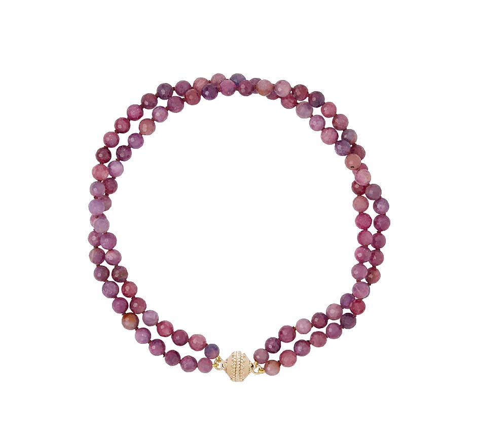 Victoire Ruby Faceted 8mm Double Strand Necklace